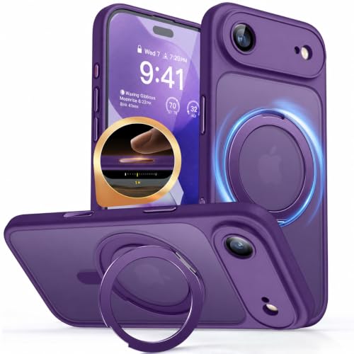 Image of AIBEX Back Cover for Apple iPhone 17 AIR MagSafe Compatible with OStand Ring Kickstand Magnetic Metal Alloy Ring | Wireless Charging | Thin Scratch Resistant Armor | Shockproof Protective Case -Purple