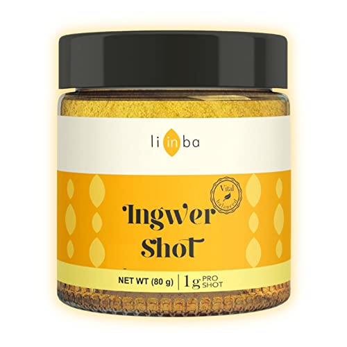 INGWER SHOT mit Vitamin C, natürlich, fruchtig, scharf, 80 Shots zum Anrühren mit Ingwerpulver, Ingwershot Pulver, in Deutschland abgefüllt Cover