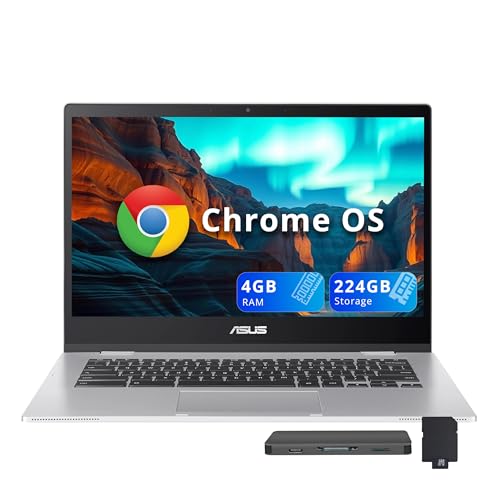 Image of ASUS Chromebook CX1 14 inch FHD Laptop, Intel Celeron N4500, 4GB RAM, 224GB Storage (64GB eMMC+160GB Docking Station Set), Intel UHD Graphics, 720p Wecam, WiFi 6, Chrome OS, Silver