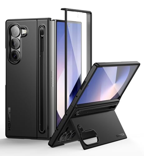 Coque intégrale Galaxy Z Fold 6 SURITCH antichoc avec protection écran et béquille noire