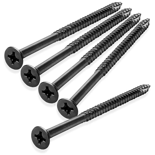 Cauldham Black Wood Screws #9 x 3 Inch for Door Hinges - 25 Pack