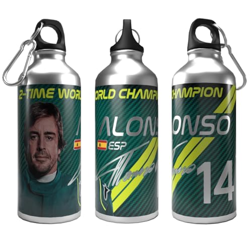 Partisan Alonso - Botella de agua con 2 tapas (aluminio, 750 ml), color plateado