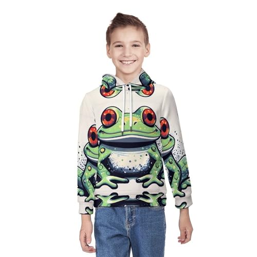 Sweat à capuche grenouille enfant pull manches longues vêtement vert taille 5-13 ans - 3