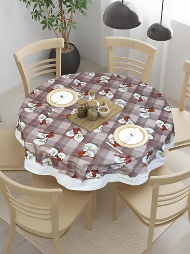 Image of Dakshya Industries PVC Waterproof Round Table Cover for 4 Seater Dining Table | 60 Inch Round Printed Table Cover | Spill Proof, Oil Resistant, Heat Resistant, Wipe Clean