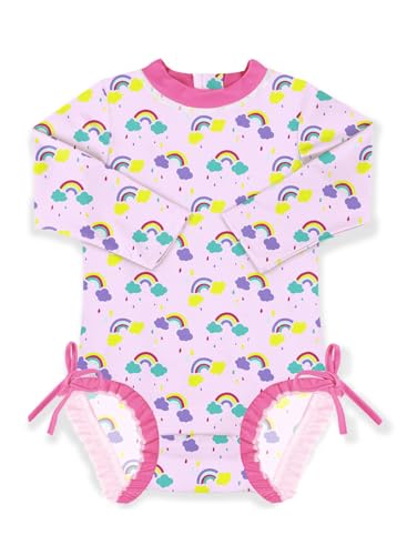 Image of BesserBay Baby Girl Swimsuit UPF 50+ Long Sleeve Zipper Snaps Bottom One Piece Rash Guard 0-36 Months