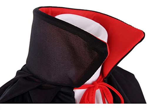 Grajtcin Vampire Costume Halloween Vampire Cape Adult Black And Red Cloak Men Reversible Stand Collar Masquerade Cape For Women 55" #TOP4