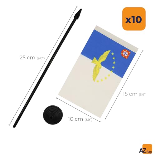 Drapeau de table Açores en polyester petit format 15x10 cm lot de 10 pièces - 4