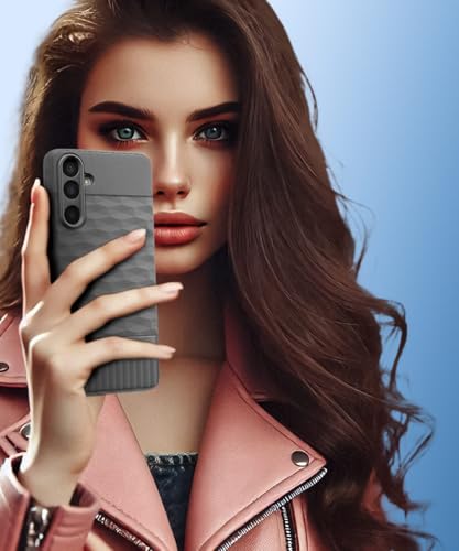 Image of WOW IMAGINE Back Cover for Samsung Galaxy A17 5G | Galaxy M17 5G | F17 5G with Hexa Cube Design | Slim Soft Rubberised Case | Inner Velvet Fabric | Flexible Mobile Case | Camera Protection - Grey
