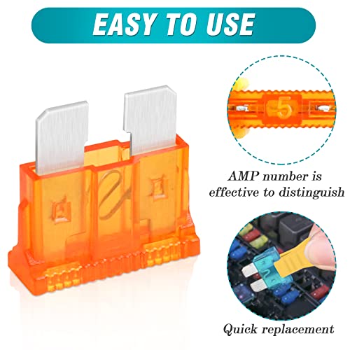 JatilEr 10 Piezas Fusibles 12v Estándar 5A con Extractor para Coche/Camper/Camión/Moto/Barco - imagen 6