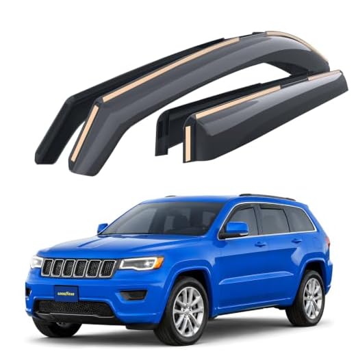 Goodyear Shatterproof in-Channel Window Deflectors for Jeep Grand Cherokee 2011-2020, Rain Guards, Window Visors for Cars, Vent Deflector, Car Accessories, 4 pcs - GY003442LP