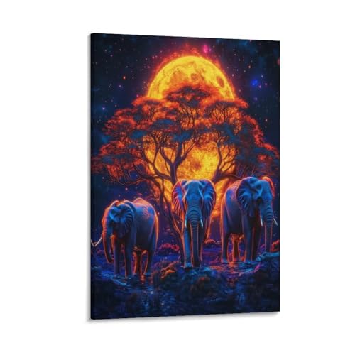 Peintures sur toile éléphant premium 50x75cm, une décoration murale artistique et raffinée