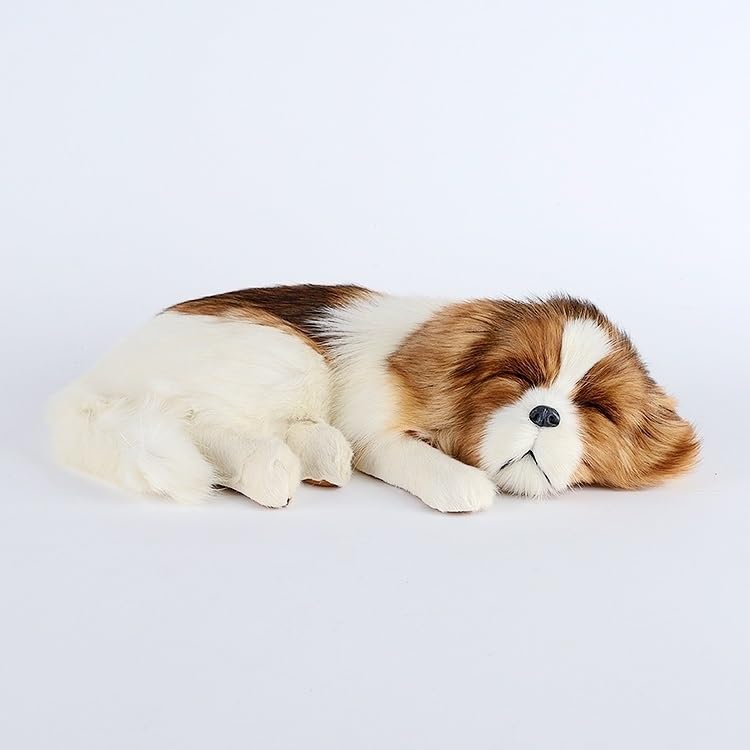 Figura de perro durmiendo realista de 35 cm para decoración de jardín exterior y recuerdo