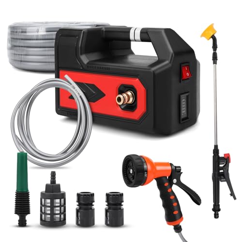 Roadtime Wasserpumpen für Makita 18V Akku,kabellose Gartenpumpe Tragbare Selbstansaugende Pumpe,100W Bewässerungspumpe mit 20M Wasserauslassrohr,2.5M Wassereinlassrohr und Duschkopf(Ohne Akku)