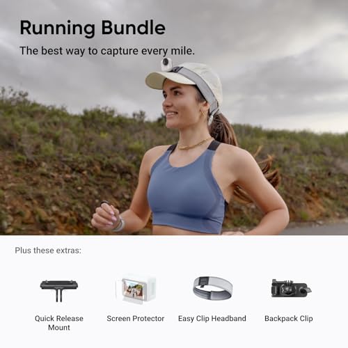 Image of Insta360 GO Ultra Running Bundle - Small 4K Vlogging Camera, Hands-Free, POV Cam, 1 /1.28 inch Sensor, 53g Lightweight, 156 FOV, 200 Min Battery Life, Magnetic Wearable Action Camera for Sports, Vlog
