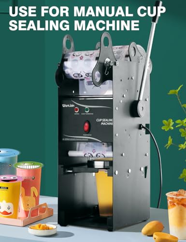 Image of WantJoin Cup Sealing Machine 2 Rolls Cup Sealing Film for Coffee Shop, Milk Tea Shop, Bar,Transparent