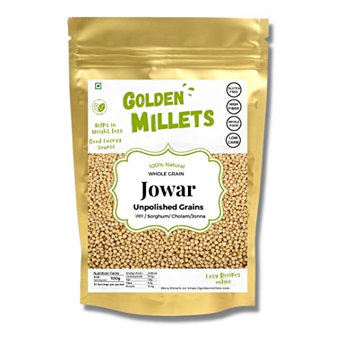 GOLDEN MILLETS Jowar Grains |Sorghum Millet (1Kg) | 100% Gluten Free & natural | High Protein & More Fiber (Pack of 1) GOLDEN MILLETS Jowar Grains |Sorghum Millet (1Kg) | 100% Gluten Free & natural | High Protein & More Fiber (Pack of 1)