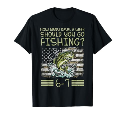 How Many Days A Week Fishing 6 7 Funny Six Seven Boys Kids T-Shirt