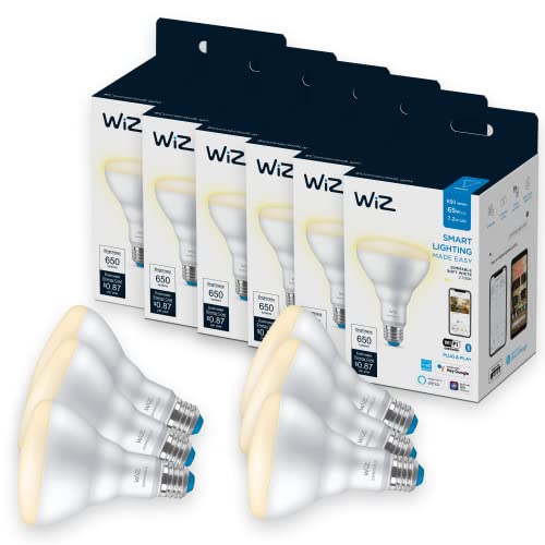 Image of WiZ 65W BR30 Soft White LED Smart Bulb - Pack of 6 - E26, Indoor - Connects to Your Existing Wi-Fi - Control with Voice or App + Activate with Motion - Matter Compatible