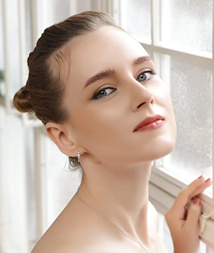 Sterling Silver 16mm Round AAA Cubic Zirconia Huggies Bridal Jewelry CZ Small Hoop Earrings for Women with Gift Box4