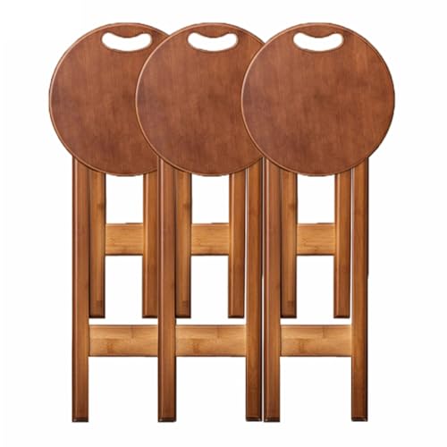 JFGCTYHXY Taburete Plegable, Sin Montaje, Ahorra Espacio, Ideal for Cocina, Bar, cafetería, Comedor, Tienda o Viajes(Borwn X 3pcs,60cm)