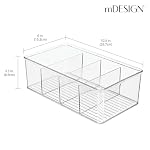 mDesign Plastic Divided Bin Storage Containers - Perfect for Fridge, Cabinet, Pantry, and Home Organization - Clear - Refrigerator Organizers - Ligne Collection - 2 Pack, Clear - Image 3