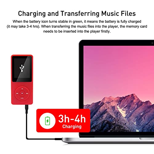 Mp3 Player 32Gb With Speaker Earphone Portable Mini Red Music Player Support Voice Recorder E-Book 1.8 Inch Hd Screen Support Up To 128Gb #TOP5