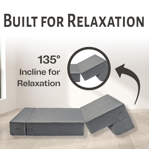 Image of Amazon Brand - Solimo 2 Seater Sofa Cum Bed 6x3 Feet with 2 Cushions, 3 in 1 Convertible Sofa Lounger, Portable Foldable Foam Mattress with Washable Cover for Living Room Bedroom - Grey