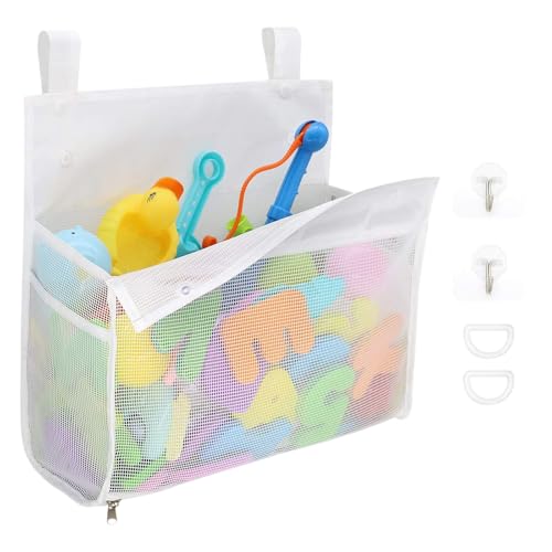 Mecmbj - Almacenamiento de juguete de baño, red de juguete para baño, red de almacenamiento colgante para juguetes de baño con 4 ganchos, red de almacenamiento de juguete para baño en casa