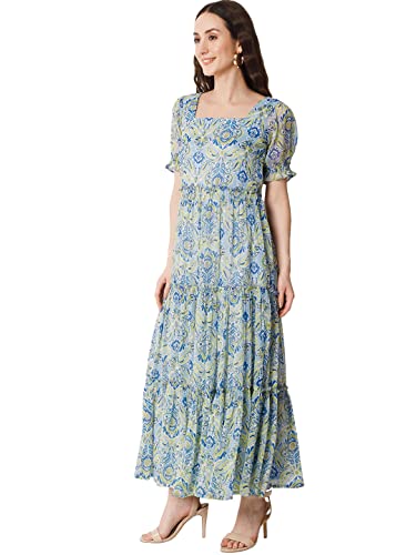 Image of ALL WAYS YOU Women's Casual Tie-Dye Half Sleeve Poly Georgette Ankle Length Dress for Women (A2107DRPR412)