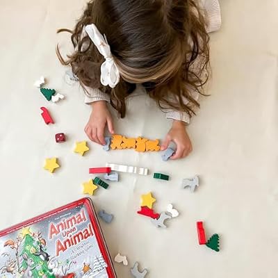 HABA Animal Upon Animal Christmas Limited Edition Wooden Stacking Game in Collector's Tin - Fun Games with Wooden Animals & Christmas Games