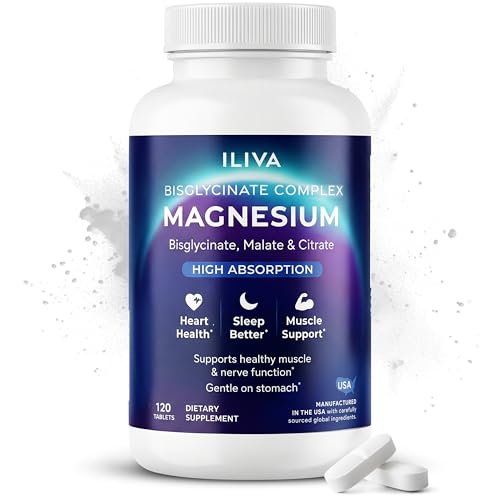 Magnesium Glycinate 400mg -Triple Magnesium Complex (Glycinate+Malate+Citrate) – Chelated High Absorption Tablets for Sleep Support, Muscle Recovery, Bone Health, Energy&Calm – Vegan,120 Count
