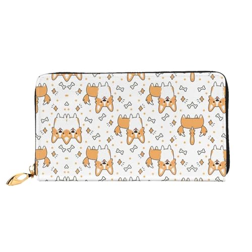 Portefeuille en cuir imprimé chien pour femme élégant avec zip et porte-cartes de crédit