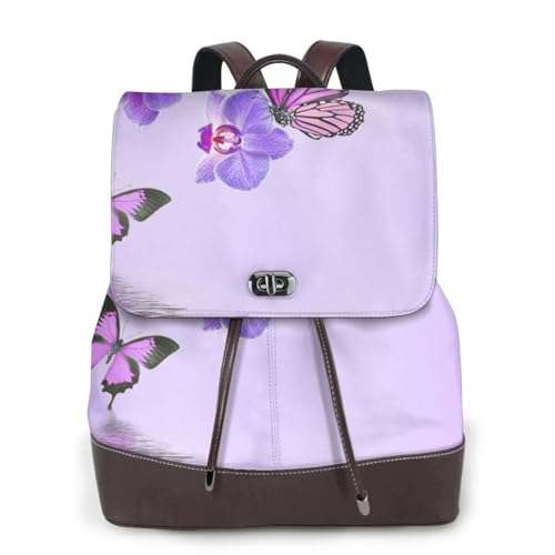 Sac à dos en cuir noir imprimé papillon violet le compromis idéal entre élégance et espace