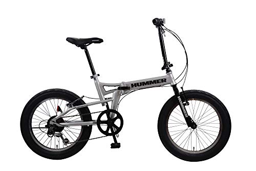 ハマー(HUMMER) FDB206FAT-BIKE Wシルバー 特殊ウェザリング ヴィンテージ塗装 極太20インチ×3.0タイヤ 折りたたみ式 迫力ある自転車 シマノ製6段変速 13284-0999