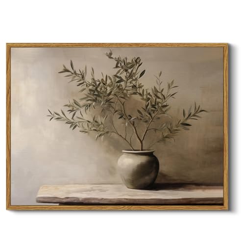 Rustic Olive Branch Still Life Framed Wall Art - 12x16