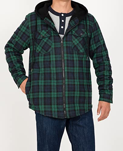 ZENTHACE Men's Sherpa Lined Full Zip Hooded Plaid Shirt Jacket3