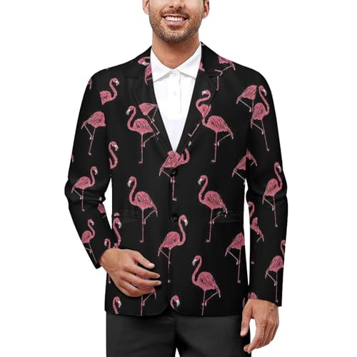 Pink-Flamingo Casual Suits Jackets for Men Two Buttons Business Coat Wedding Dinner Party