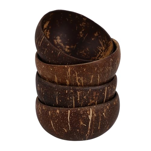LALADEFIEE 4pcs Natural Coconut Bowl Home Food Bowl Coconuts Shell Salad Bowl Coconuts Bowls Coconuts Storage Bowl Natural Coconuts Bowl Coconut Shell Cup Novelty Bowls Household Fruit Bowl