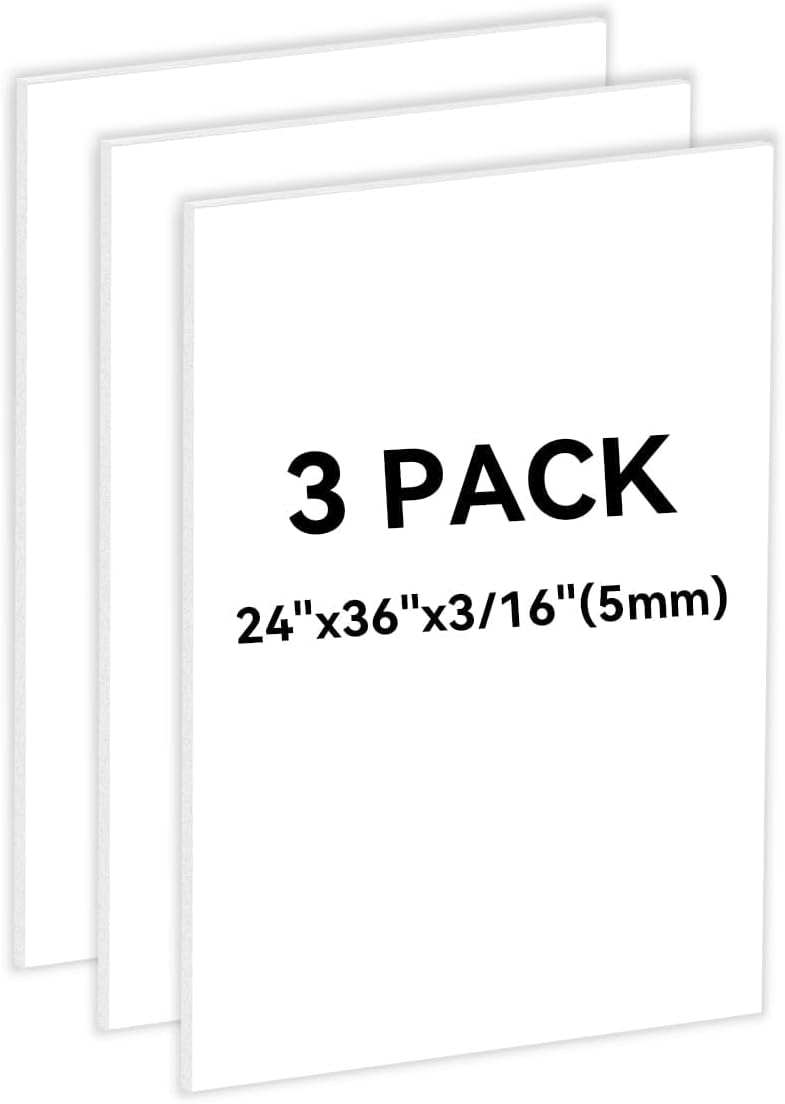 3PACK White Foam Board 24x36×3/16 inches,5MM Foam Core Board Poster Board for School Projects Crafting and Art Displays Durable Lightweight Easy to Cut Ideal for Presentations, Signboards