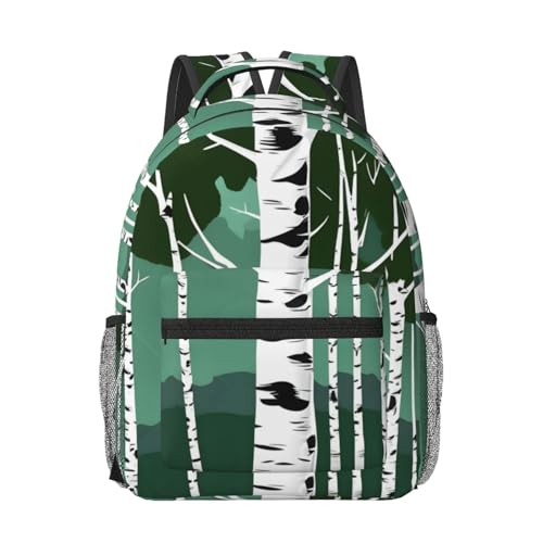 Sac à dos ordinateur portable imprimé bouleaux noir pour voyage avion