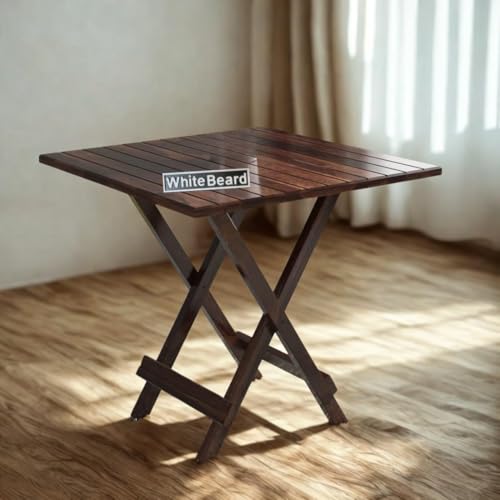 Image of WhiteBeard Solid Wood Standard Desing 4 Seater Foldable Dining Table Set with Coffee Colour Space Saving Folding Dinner Table for Home,Kitchen,Wood Dining Furniture,Luxury Morden Dining Room Set