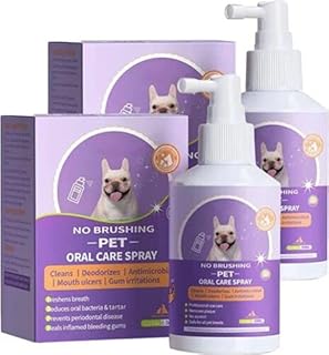 Pet Clean Teeth Spray, 2023 New Formula for Dogs & Cats, No Brushing Required, Freshens Breath, Prevents Plaque & Tartar, Natural Oral Care Spray (2pc)