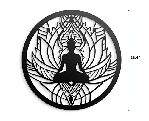 Image of METSY Buddha Metal Wall Art | Buddha Metal Wall Hanging | Wall Decor Items | Diameter 41.5cm | Finely Crafted with Laser Cutting, Powder Coated