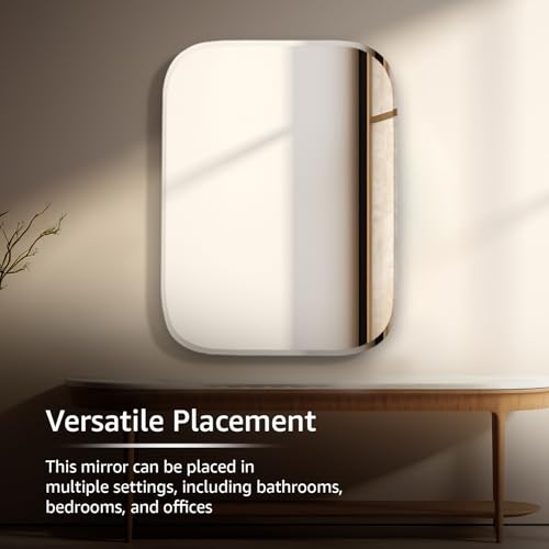 Image of Amazon Basics Frameless Rectangular Wall Mirror, 18 x 24 Inch, Unframed Mirror with Beveled Smooth Edges, for Bathroom, Dressing Room, Bedroom, Living Room & Entryway