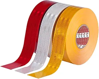 AutoGlow High Intensity Yellow, Red & White (Multi Colour) Retro Reflective Conspicuity Tape 25mm X 5 Meter (5 Meter Each Color) | Adhesive Waterproof Reflective Tape