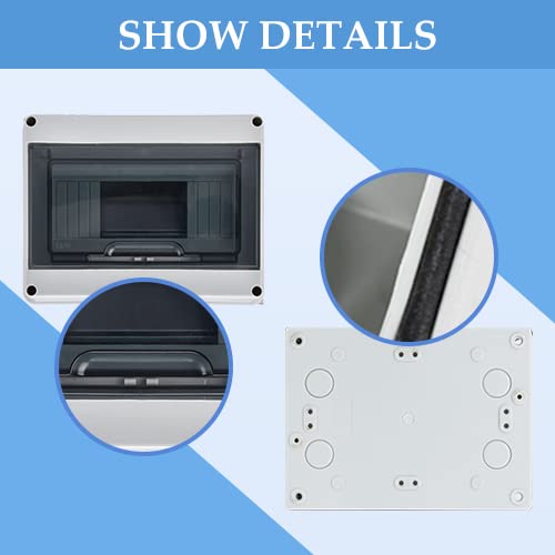 Miniatura 5 de Caja de protección de distribución de ABS IP65, caja de distribución de disyuntor impermeable de 8 vías, caja de distribución de 8 rieles DIN para