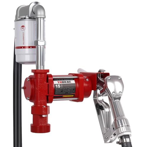 12V 15 GPM Fuel Transfer Pump With Discharge Hose & Manual Nozzle, Gasoline, Diesel, Kerosene & Biodiesel