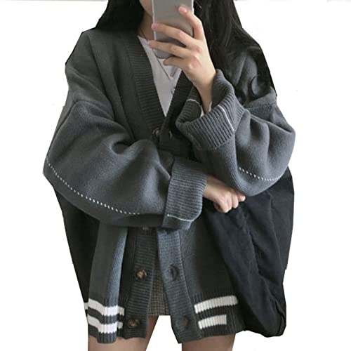 Wdzizfg 002 Knitted Cardigan V-Neck Sweater Female Fall And Winter Korean Version Of Loose Student Jacket Thickened Tops thumb #1