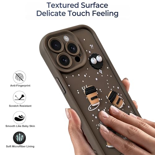 Image of SHINESTAR Back Cover for iPhone 13 Pro Max - 3D Cartoon Coffee & Eyes Design | Soft Silicone Shockproof Case with Full Camera Protection | Cute & Playful Phone Cover - Brown