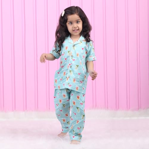 Image of POLKA TOTS 100% Pure Cotton Half Sleeve Night Suit for Kids, Girls & Boys | Cotton Pyjama Set | Unisex Night Dress for Children | Night Suit for Girls |Sleepwear for Kids | Winter Night Dress for Boys